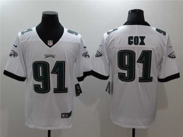 Womens Philadelphia Eagles #91 Fletcher Cox White Stitched Football Jersey(Run Small)